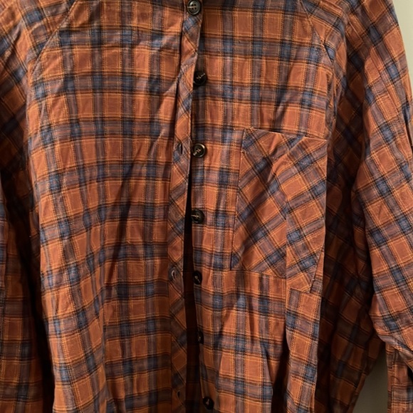 Women’s Long Sleeved Flannel Shirt, Size Large, Peace Love California, Blue - Picture 2 of 8